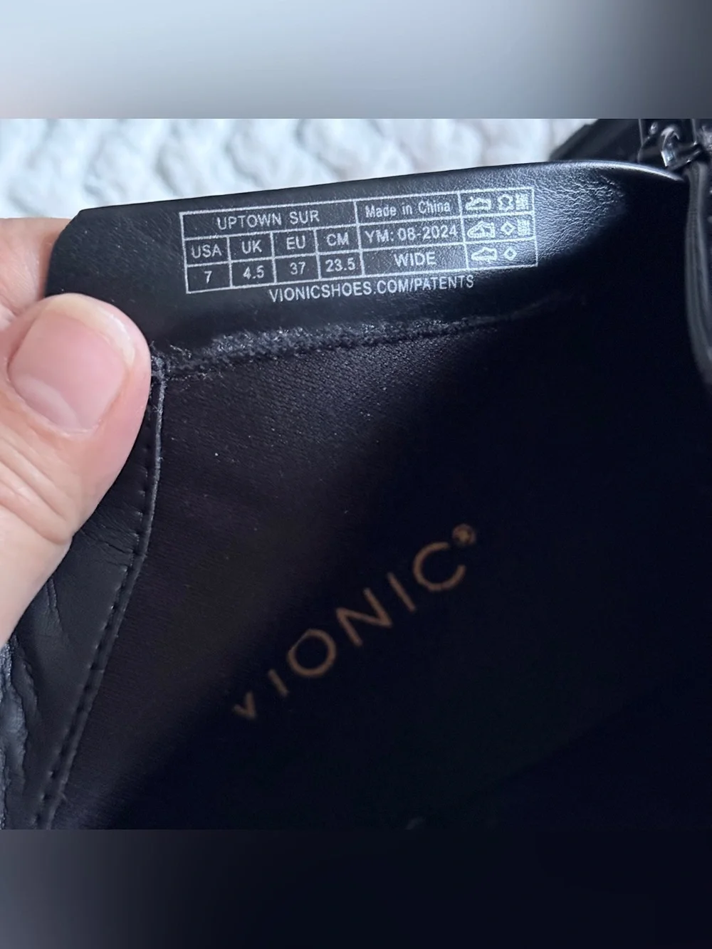 Vionic Uptown Sur Black Leather Comfort Waterproof Zipper Ankle Boots Sz 7 Wide